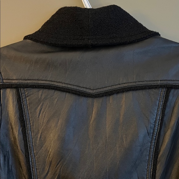 Leather & Wool Jacket with Tie Detail - Picture 12 of 16